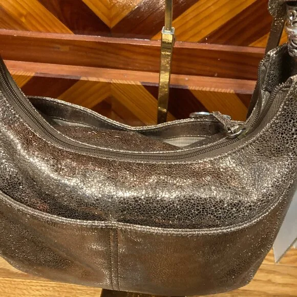 Brighton Shoulder Bag Metallic Gold Copper Hobo Braided Strap Handbag Heart - Picture 12 of 14